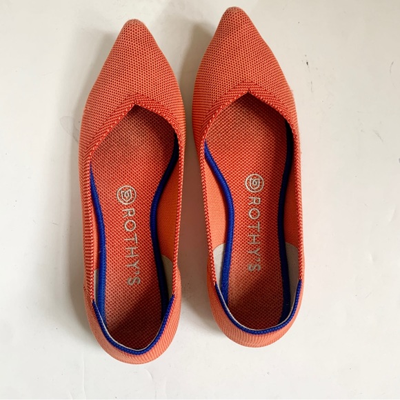 Rothy’s Retired Rare Persimmon The Point Flats Orange Shoe Size 7.5 - Picture 7 of 7